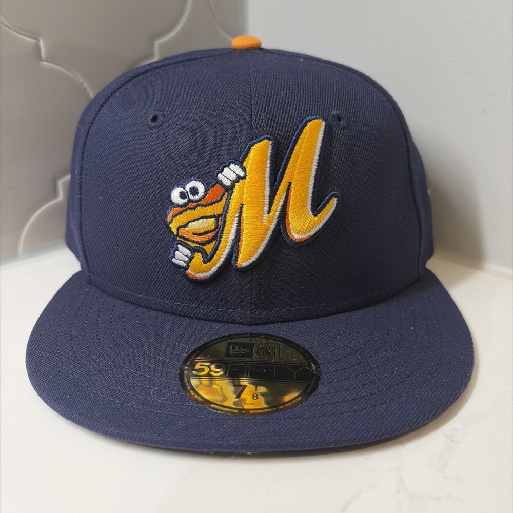 New Era Montgomery Biscuits MiLB AC Home 59FIFTY Navy Fitted Hat Size 7 1/8